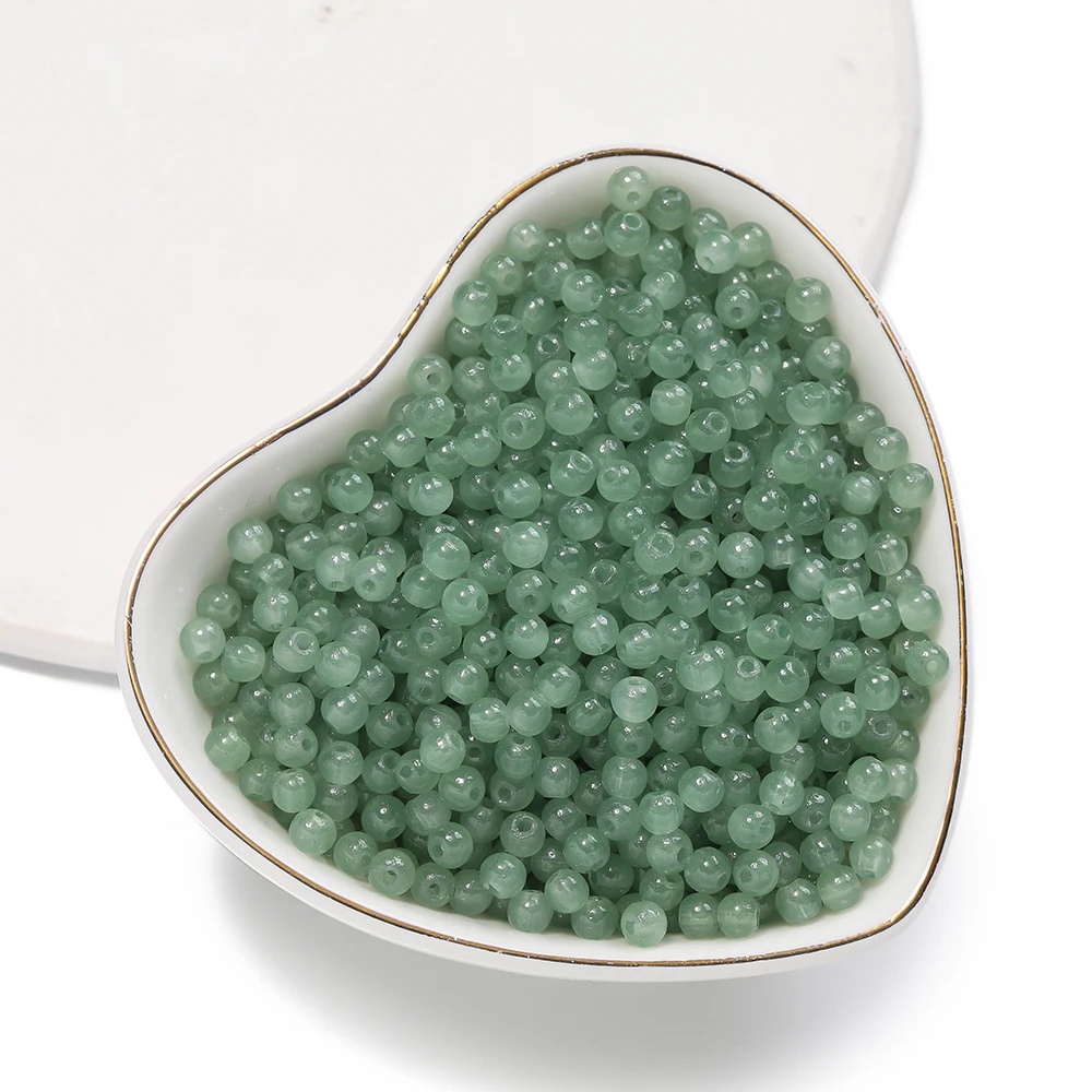 50/100 Stück 4 mm farbige Glasimitation Jade Runde Perlen Spacer Perlen für DIY Ohrringe Halsketten Armbänder Schmuckherstellung