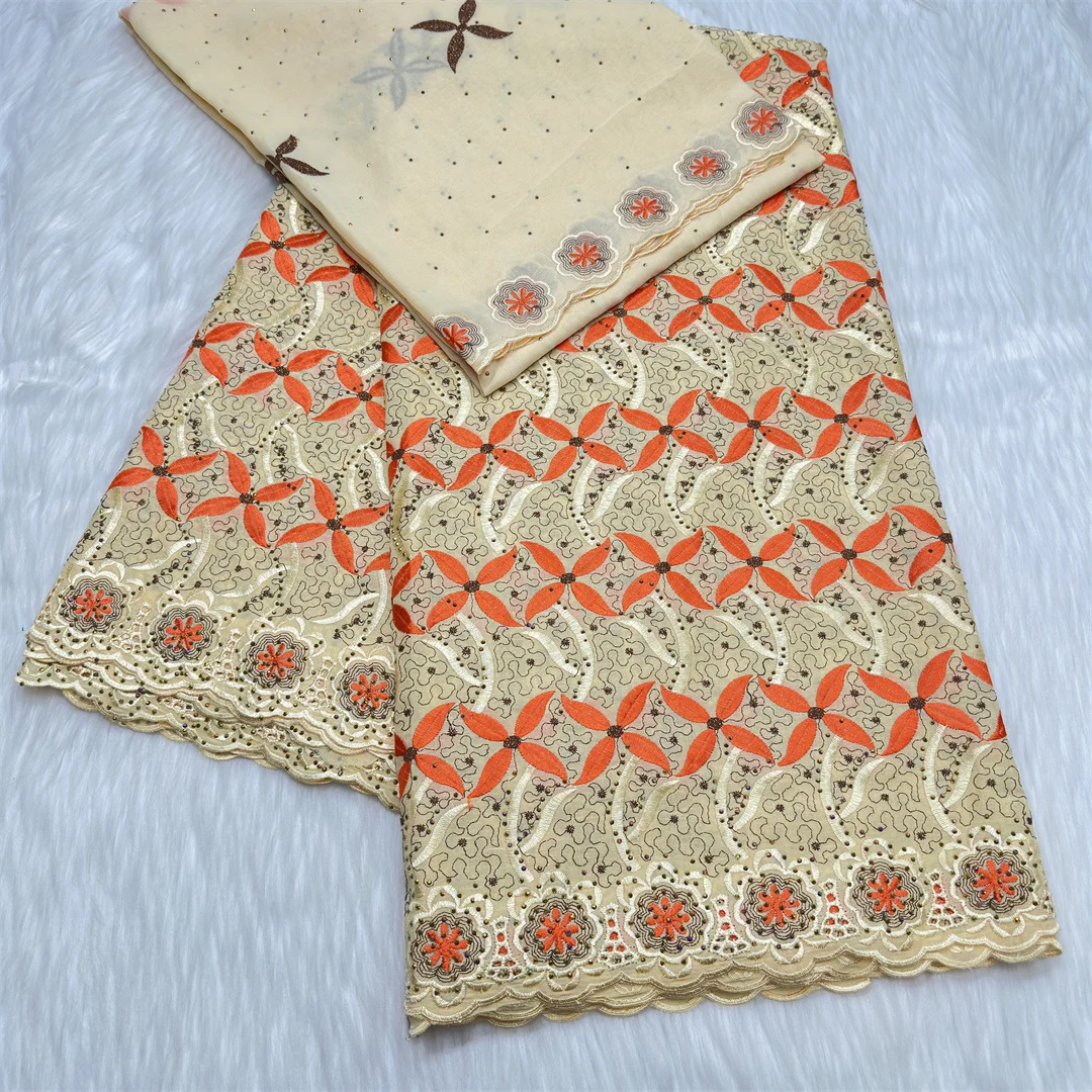 

Stones Swiss Voile African Cotton Lace Fabric 2025 High Quality 7 Yards Nigerian Cotton Lace for Sewing Women Party Dress