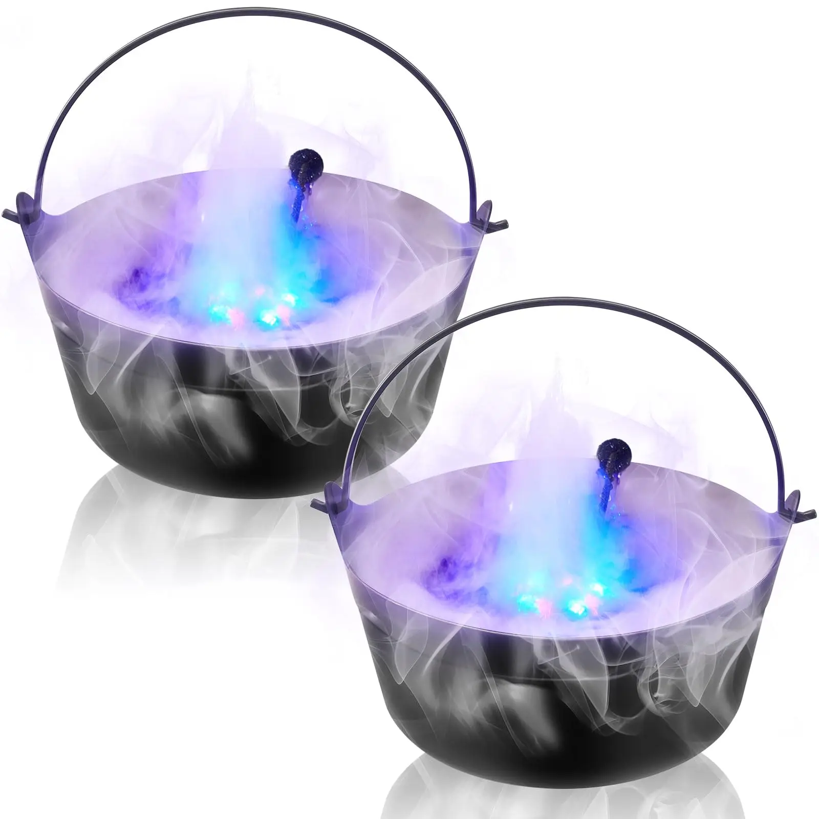 2 Piece Halloween Black Witch Melting Pot Bucket without Sprayer Plastic Trick or Treat Candy Bucket