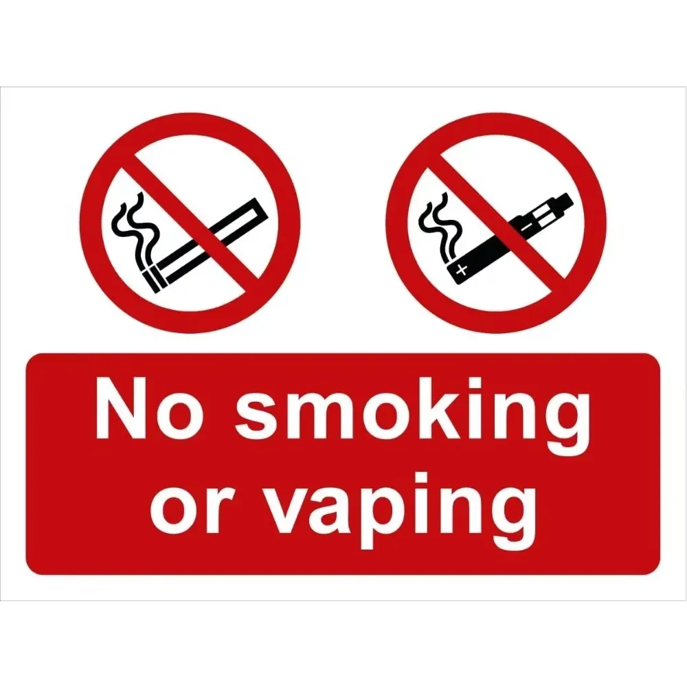 For Pack of 5 Self Adhesive Safety Signs No Smoking No Vaping Sign 135mm X 180mm for House and Business