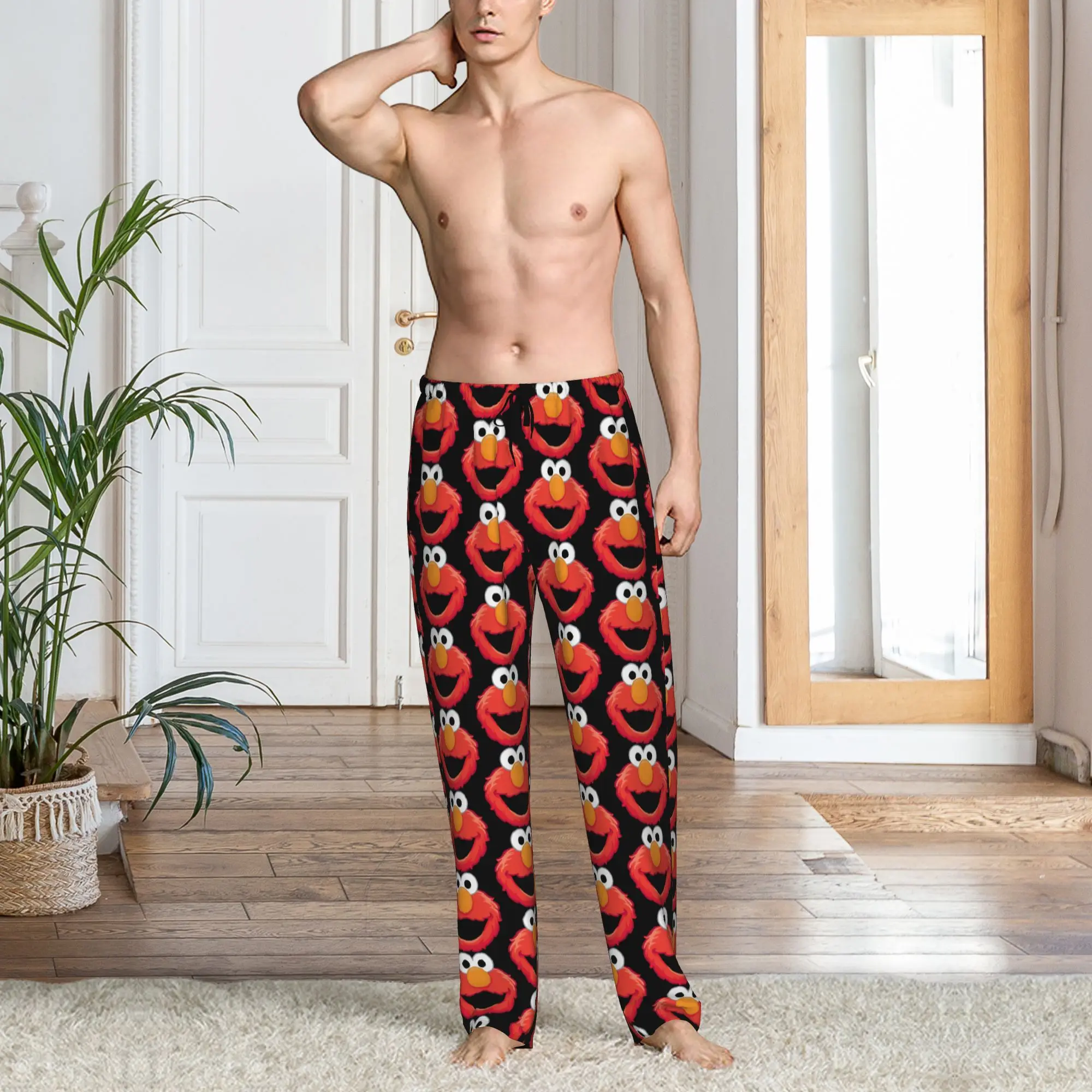Custom Cookies Anime Monsters  Pajama Pants Sleepwear Men Elastic Waistband Elmo Cartoons Sleep Lounge Bottoms with Pockets view 6