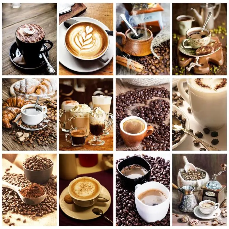 

PhotoCustom Painting By Numbers Coffee Cup With Frame Kits Pictures By Numbers Loft Wall Crafts For Adults For Drawing Handiwork