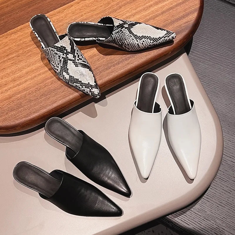 

MKKHOU модная женская обувь, новые высококачественные туфли-лодочки из натуральной кожи с острым носком, летние повседневные повседневные тапочки