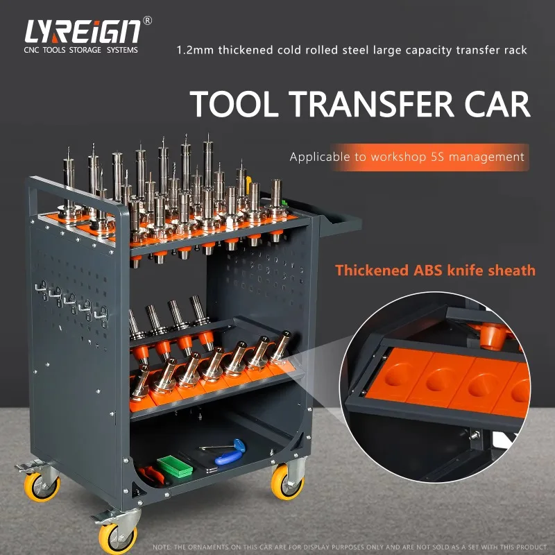 Heavy CNC Tool Cart CAT40/BT40/NMTB40 CNC Tool Holder - Holds 35 Tool Rack Trok Storage Rack Wheeled Service Cart