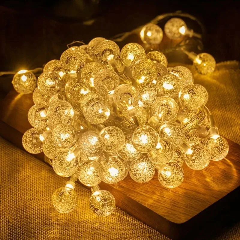 Cadena de luces LED en forma de bola para acampar al aire libre, dosel, tienda, luces decorativas para jardín, accesorios, decoraciones navideñas