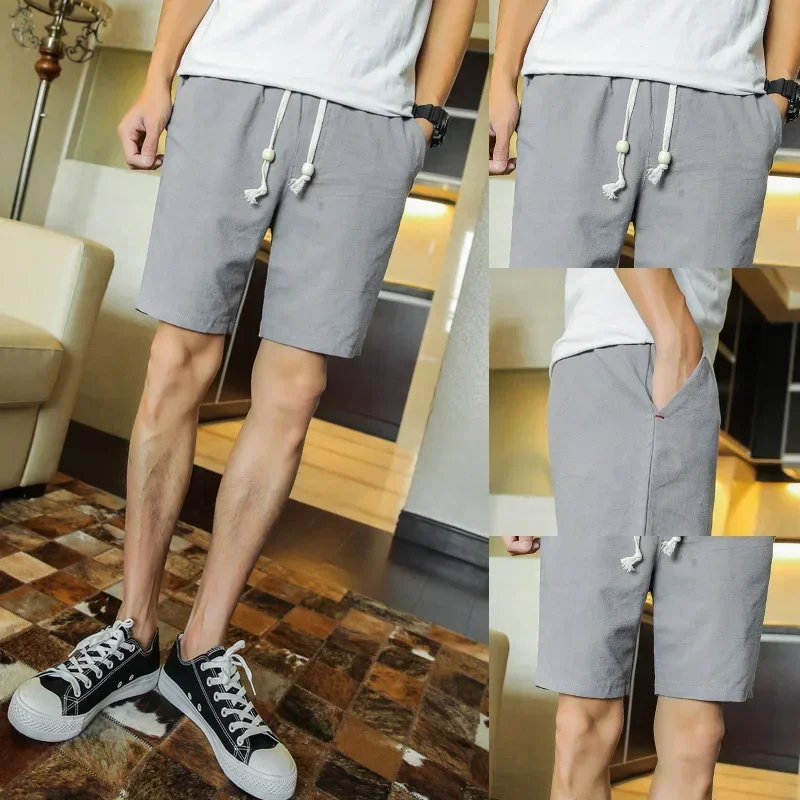 Foreign Trade Capris Men's Oversized Summer Thin Casual Beach Solid Color Straight Pants