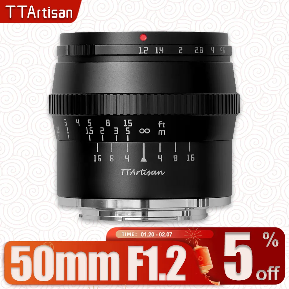 TTArtisan APS-C 50mm F1.2 Large Aperture Portrait Lens for Sony A6000 A6500 A7 A9 A7RIII Fuji X-T4 Canon  M5 Nikon Z5