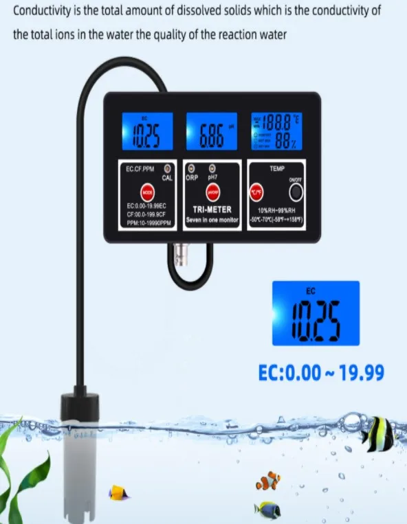 7-in-1 waterkwaliteitstestermonitor