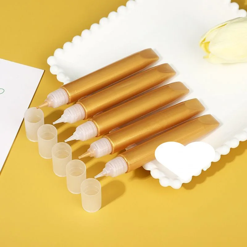 

10 мл перламутровая акриловая ручка с 3D металлическими пигментами для стеклянной ткани, стены, стекла, росписи, золотая ручка для прокладки