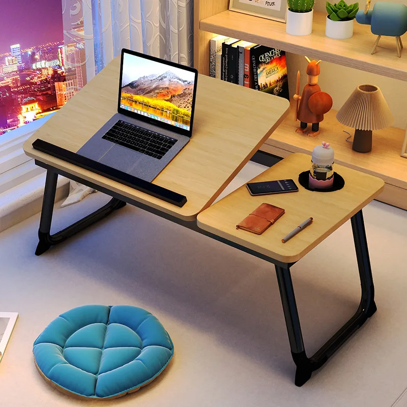 Folding Laptop Desk for Bed Portable Computer Tray for Sofa Table for Writing 4 Angles Adjustable Laptop Table with Cup Holder