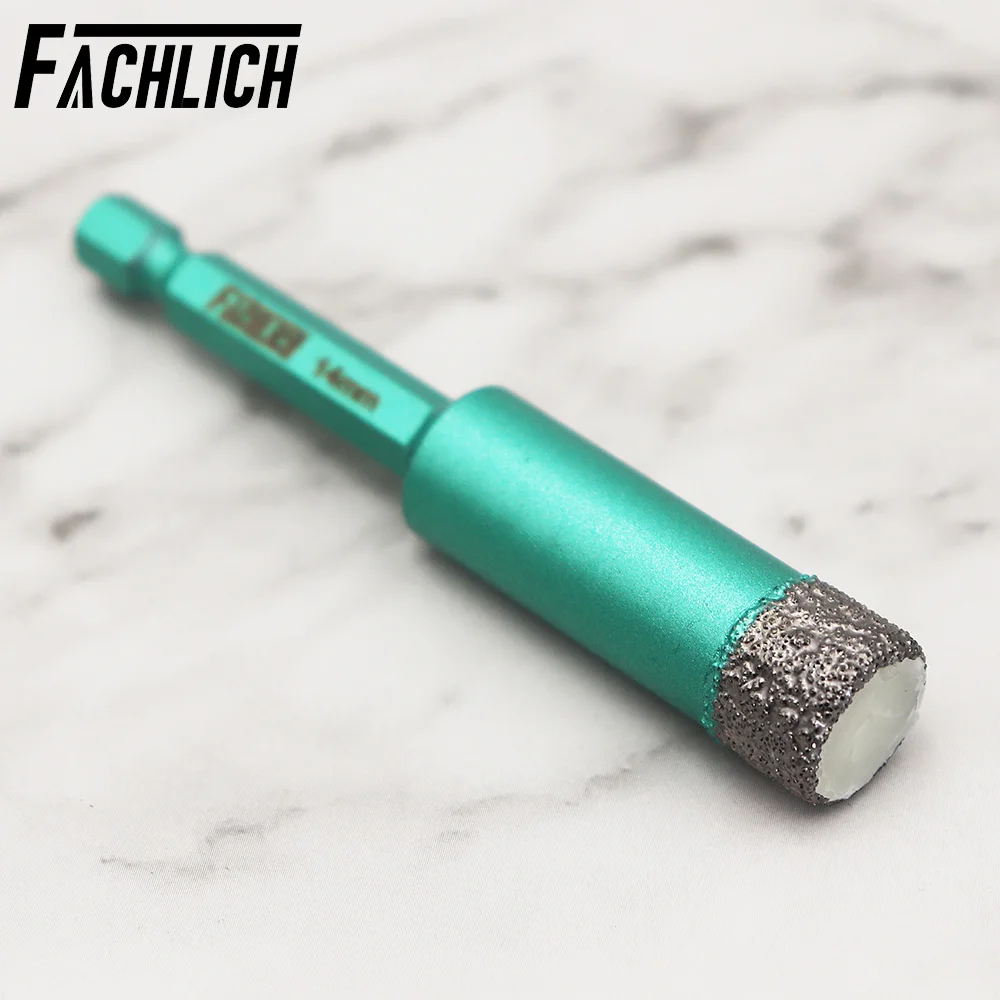 FACHLICH 5pcs/set Dia14mm Quick Fit Hex Shank Dry Drilling Bits Granite Marble Tile Cutter Drill Crown Vacuum Brazed Core Bits