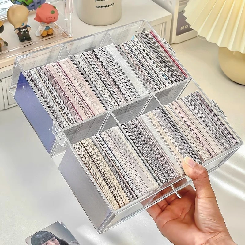 Compartment Flip Box Acrylic Transparent Display Box Blind Box Card Kpop Photocard Storage Box Photo Card Organizer