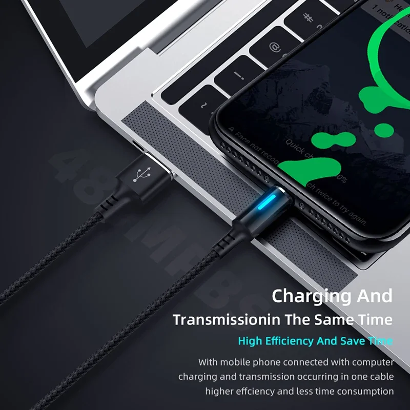 Luz led 5a tipo c cabo de carregamento rápido usb c para xiaomi huawei nota 7 acessórios do telefone cabo dados carregador cabo usb