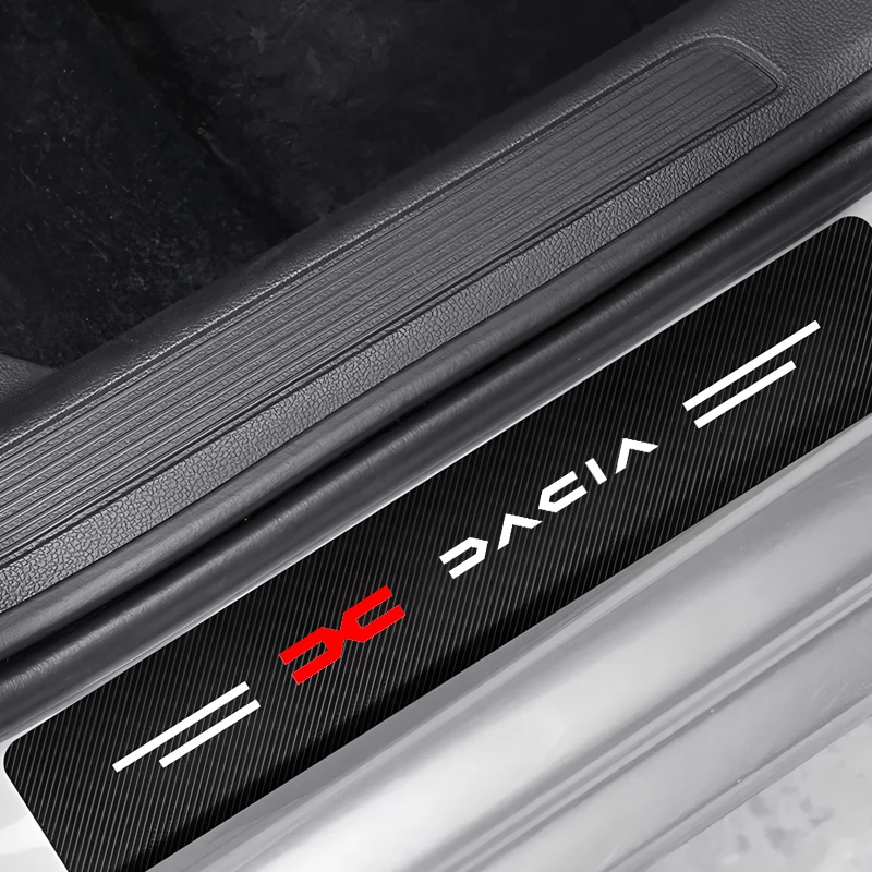 4 Piezas de Adhesivos de Fibra de Carbono para Umbral de Puerta de Coche, Adhesivo de Protección de Pedal para Dacia Duster, Logan MCV, Sandero, Stepway, Dokker, Lodgy