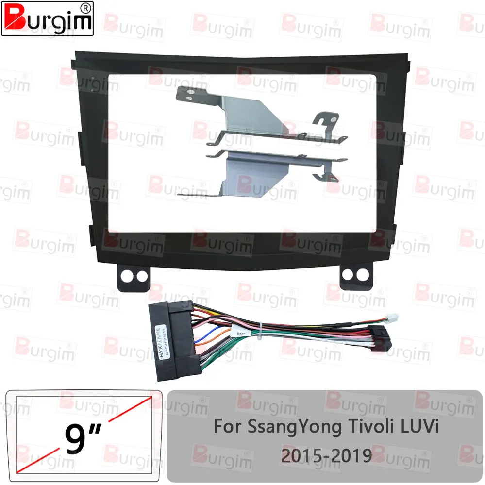 Car Radio Fascias Frame For SsangYong Tivoli LUVi 2015–2019 9 inch 2DIN Stereo Panel Wiring Harness Power Cable Canbus Decoder