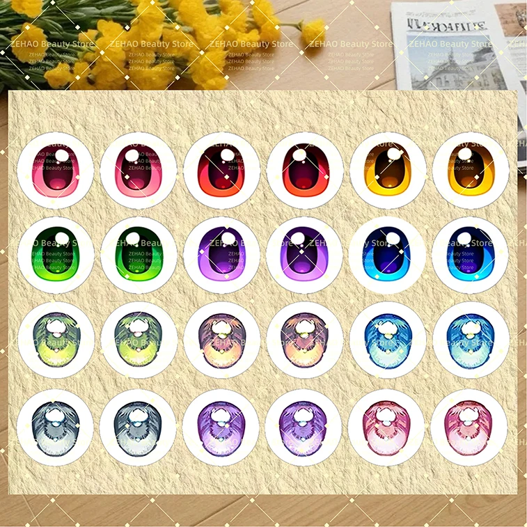 12Pcs Select Size 10MM-40MM Glass Cabochon Gemstone Watercolor Gradient Style Decorative Accessories DIY Doll Accessories JD026