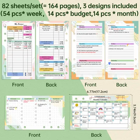 A6 Färgglad Lösblads Anteckningsbok Refill Spiralpärm Innersida Budgetsida Veckovis Månadsvis Inuti Papper Brevpapper 8 best sales A6-påfyllningspapper - №6