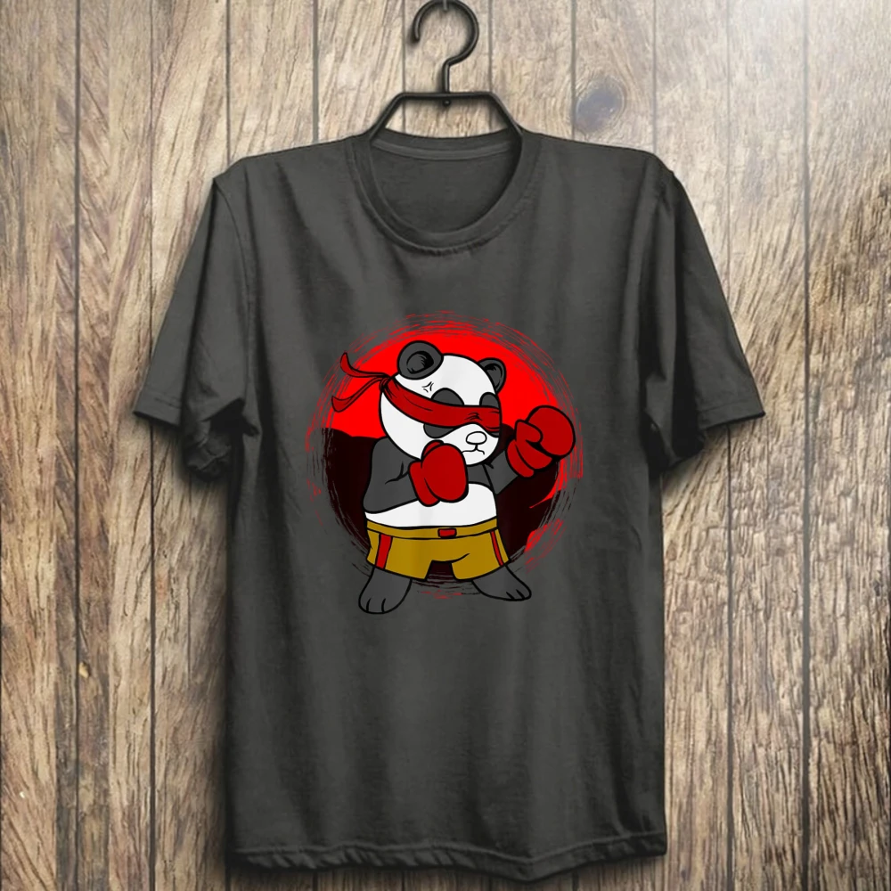 Boxing Panda Cartoon Graphic T-Shirt for Men Women Tee Fashion Casual Summer Streetwear Top Trendy Sport Gym Funny Animal Shirt