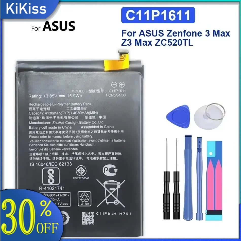 C11P1611 Battery For ASUS Zenfone 3 Max ZC520TL 4130mAh High Capacity Mobile Phone