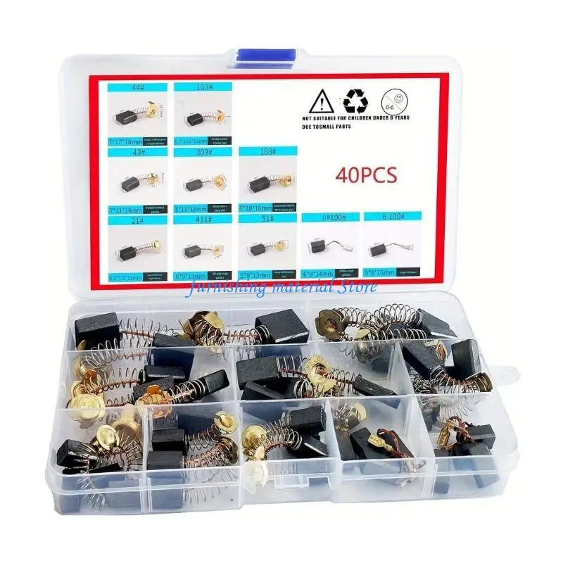 

Y5GD 40Pcs/set Electric Motor Carbon Brushes 10 Different Sizes for Replacement