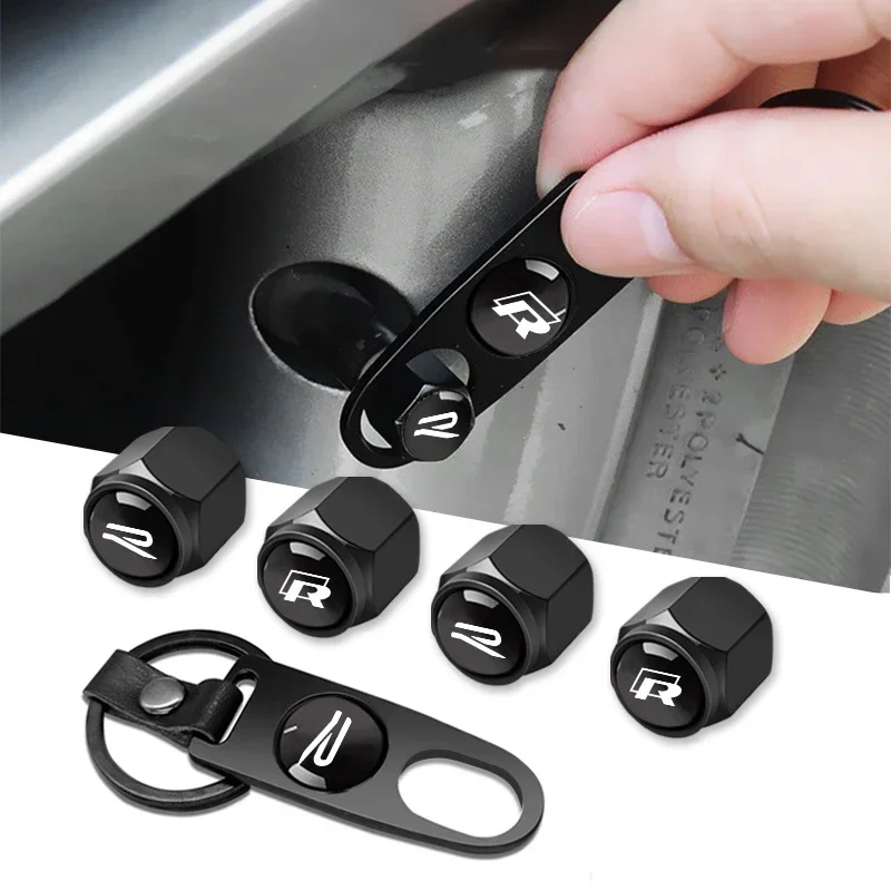 

Car Keychain Keyring Tire Valve Cap Car Styling Accessories For VW R Tiguan Passat Golf Polo Touareg Jetta Teramont Atlas CC