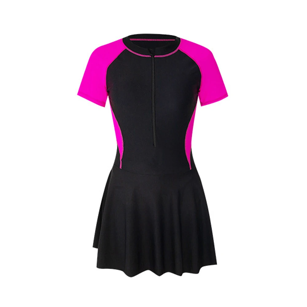 Short Sleeve Plus Size Muslim Swimwear Front Zipper Modest Swimsuit Islamic Swimming Suit For Women Musulman Ensembles L-6XL