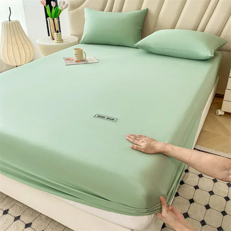 New Bedding Is Skin-friendly and Comfortable 40 Cotton Embroidered Bed Covers Solid Color Elastic Mattress Cover 180x200 200x220