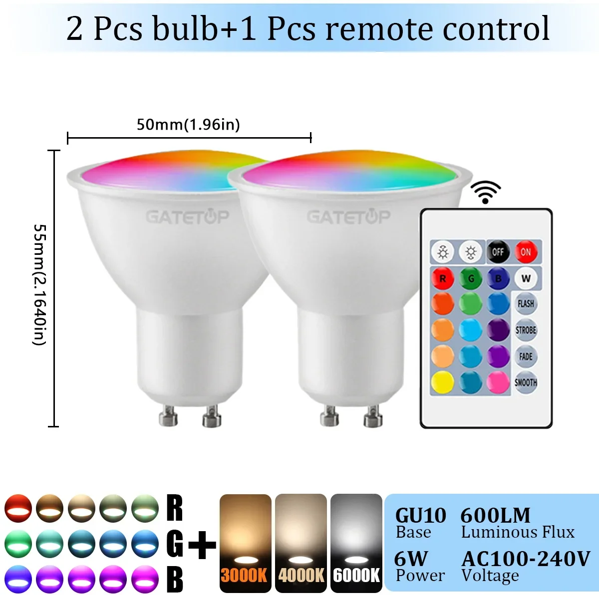 1-10PCS RGB GU10 LED Strahler Birne 24 Schlüssel Fernbedienung Dimmbar 6W AC220V 110V Bunte Änderung für Schlafzimmer Wohnzimmer Lampe