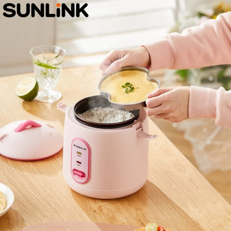 

1pc 1.2L Mini Electric Rice Cooker Non-Stick Cooker with Steamer Tray Keep Warm Function Portable for Home Dorm Office Travel