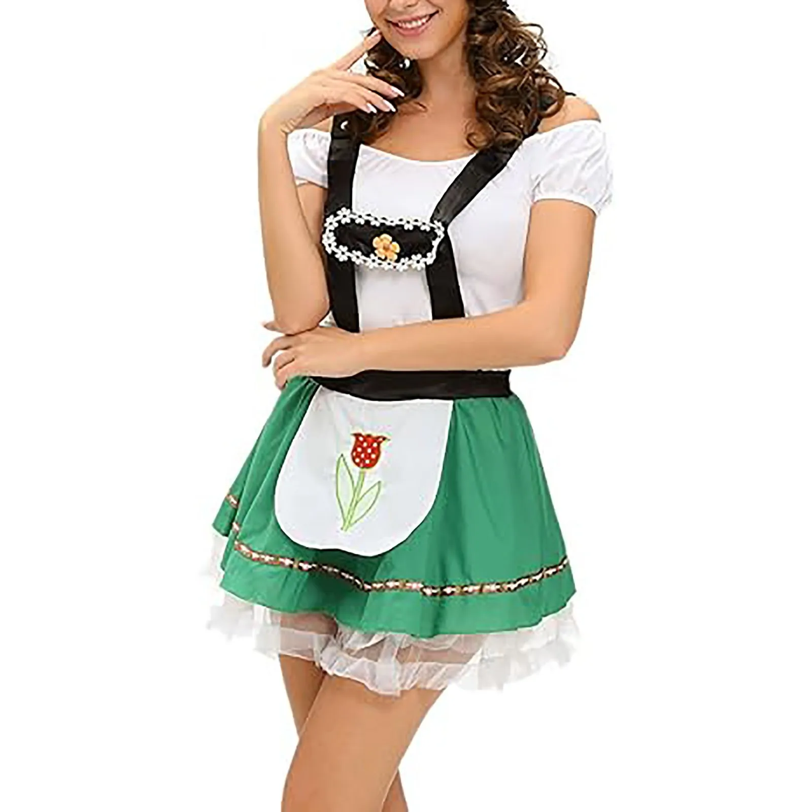 New Traditional Bavarian Oktoberfest Costumes Plaid Dirndl Dresses Women Apron Dress German Beer Wench Maid Cosplay Party Dress