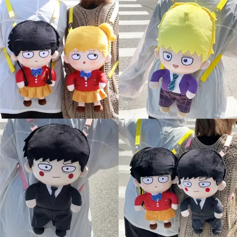 Anime Mob Psycho 100 Reigen Arataka Dimple Hanazawa Teruki Cosplay Doll Backpack Cartoon Maumet Puppet Shoulders Bag Xmas Gift