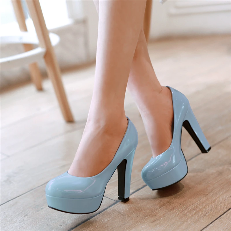 Elegant Women High Heels Platf – Patent Leather Pump recenzja i cena