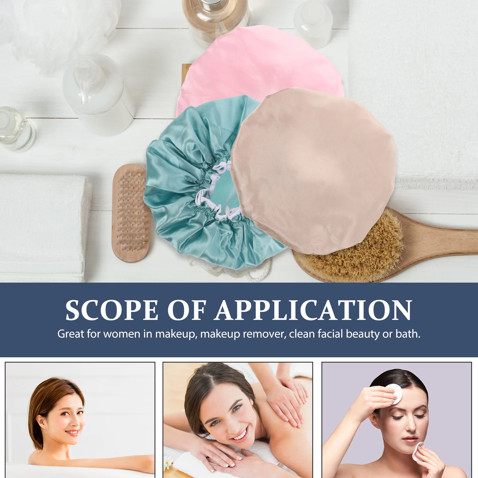 

3 Pcs Double Layer Shower Cap Reusable Hair Washing Caps for Long Women Waterproof Household Hat