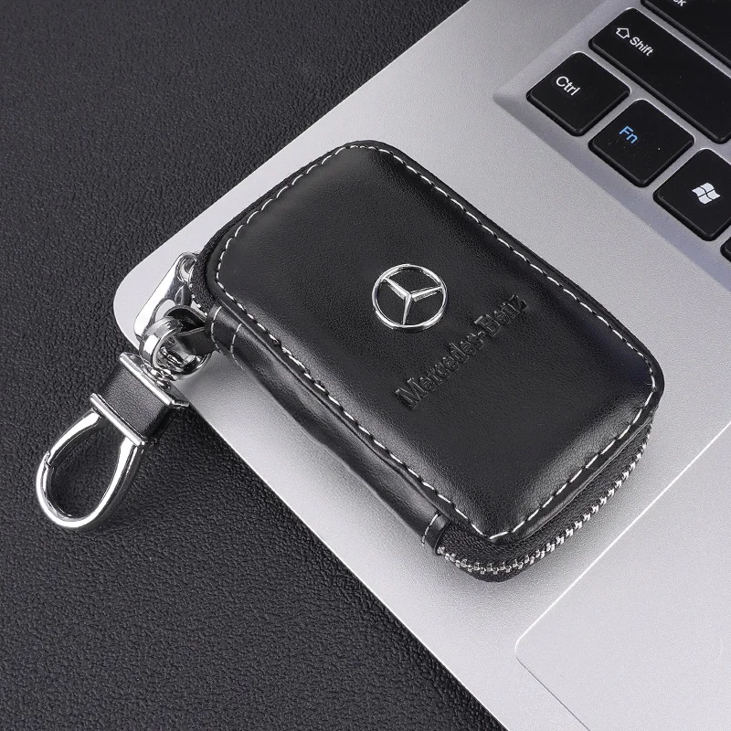 

Leather Car Key Case Cover Keychain Zipper Protector Bag For Mercedes Benz A B C E S Class CLA GLC GLA GLB GLK GLE GLS W212 W205