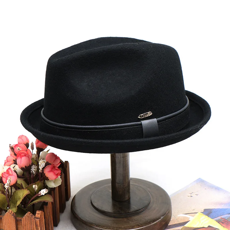 

Woolen Cowboy Hat Bowknot Men's Jazz Top Hat Hot Sale In Europe And America Autumn And Winter Hat