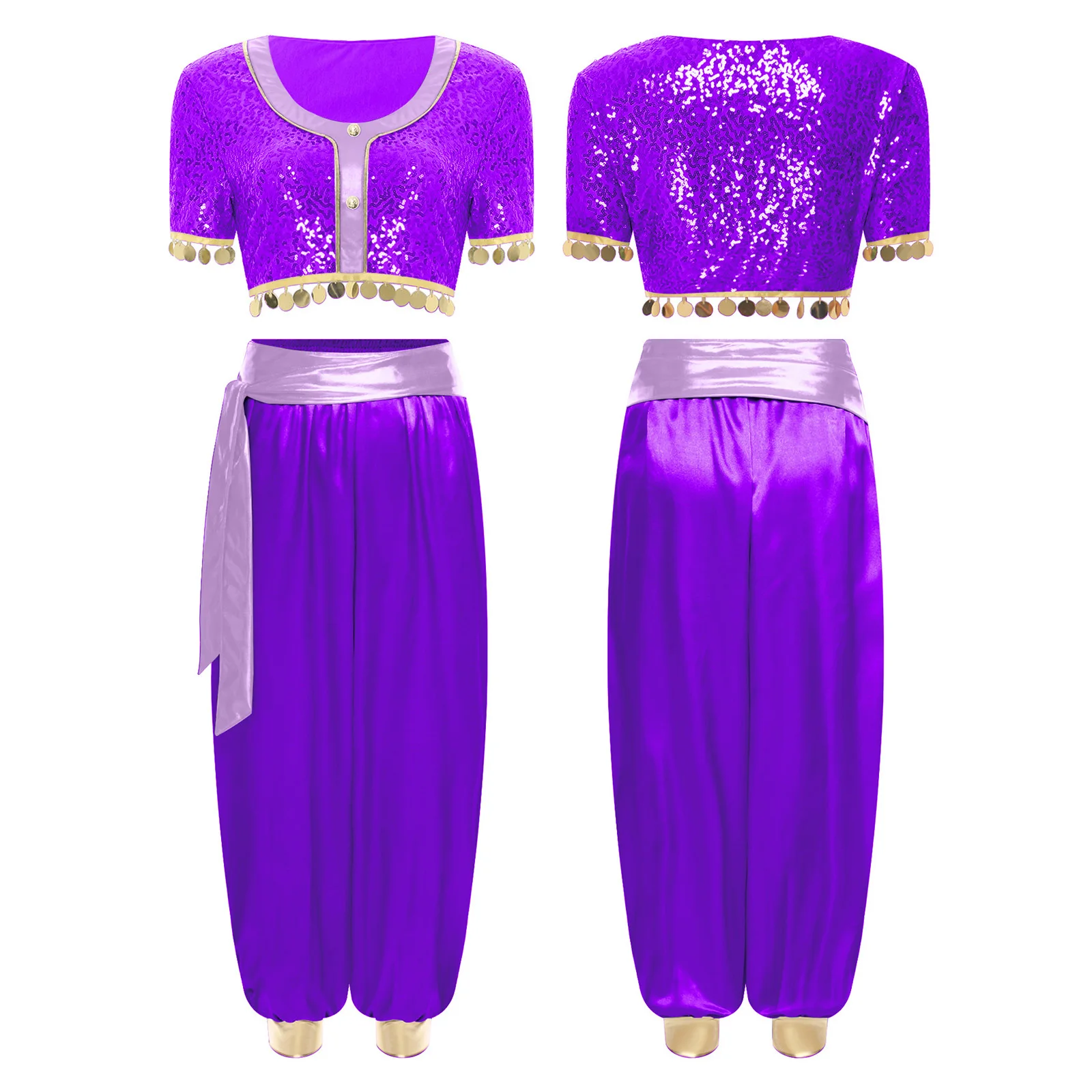 النساء ملابس الرقص الشرقي ملابس الترتر المحاصيل الأعلى مع سراويلي حريمي الأميرة العربية تأثيري عيد الهالوين موضوع حفلة البدلة