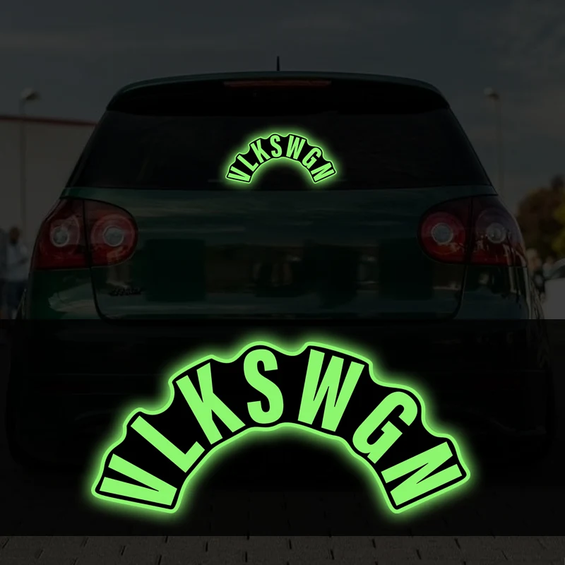 1PC VLKSWGN Auto Glow Aufkleber Wasserdicht für Auto Heckscheibe Fenster Heckstoßstange Glow-in-the-dark Vinyl Aufkleber für Volkswagen