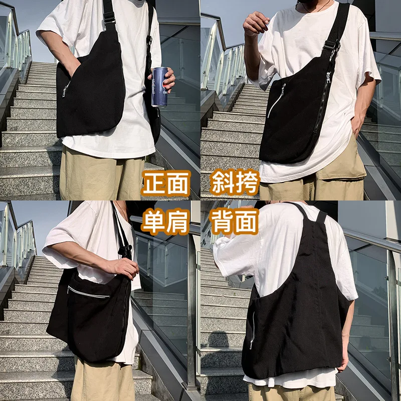 New Workwear Fashion Personal Vest Bag Unisex Ins Harajuku Canvas Retro Multi Functional Vest Crossbody Chest Bag Messenger Bag