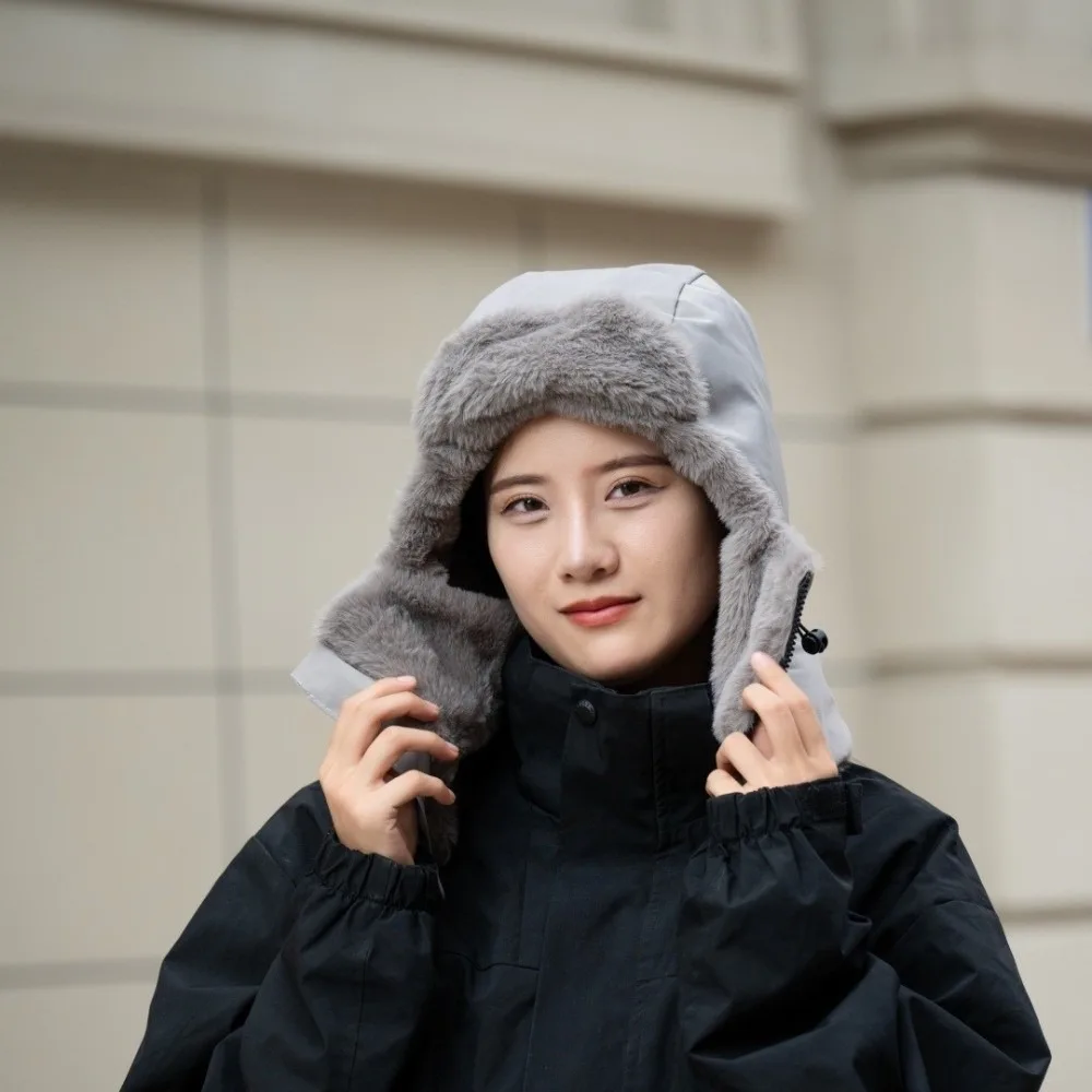 

Solid Color 4-in-1 Winter Cycling Hat Cold Resistant Windproof Warm Scarf Face Mask Head Cover Neck Protection Lei Feng Hat