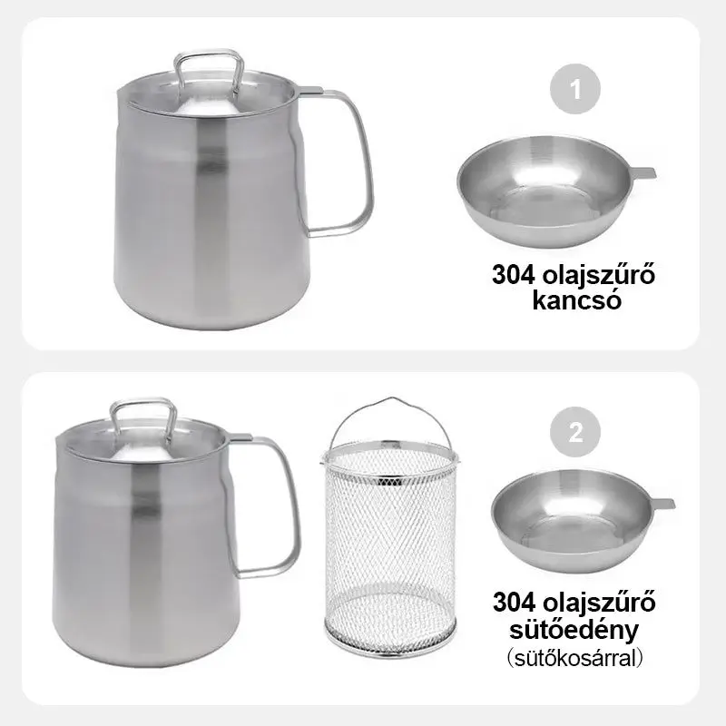 304 Stainless Steel Versatile Oil Filter Vessel Large Capacity with Filter Frying Basket Deep Fryer Separating Grease Separator