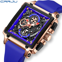 CRRJU Luxury Sports Quartz Wristwatches for Men Colorful Multi Functional Square Type Watch with Auto Date