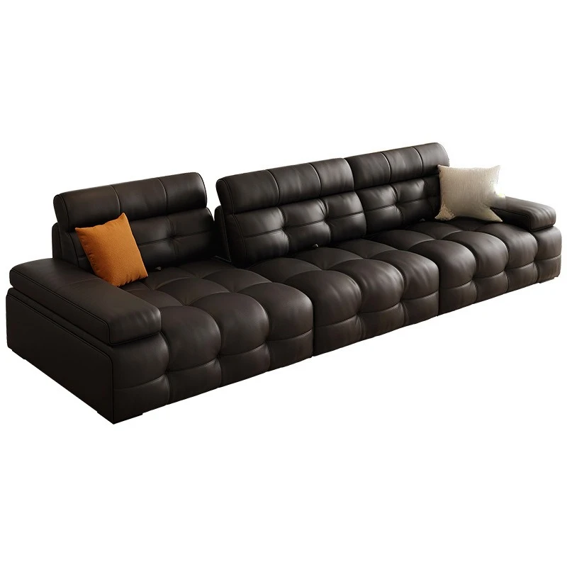 

Tongyute, Lawrence, functional leather, sofa, French style, cream living room