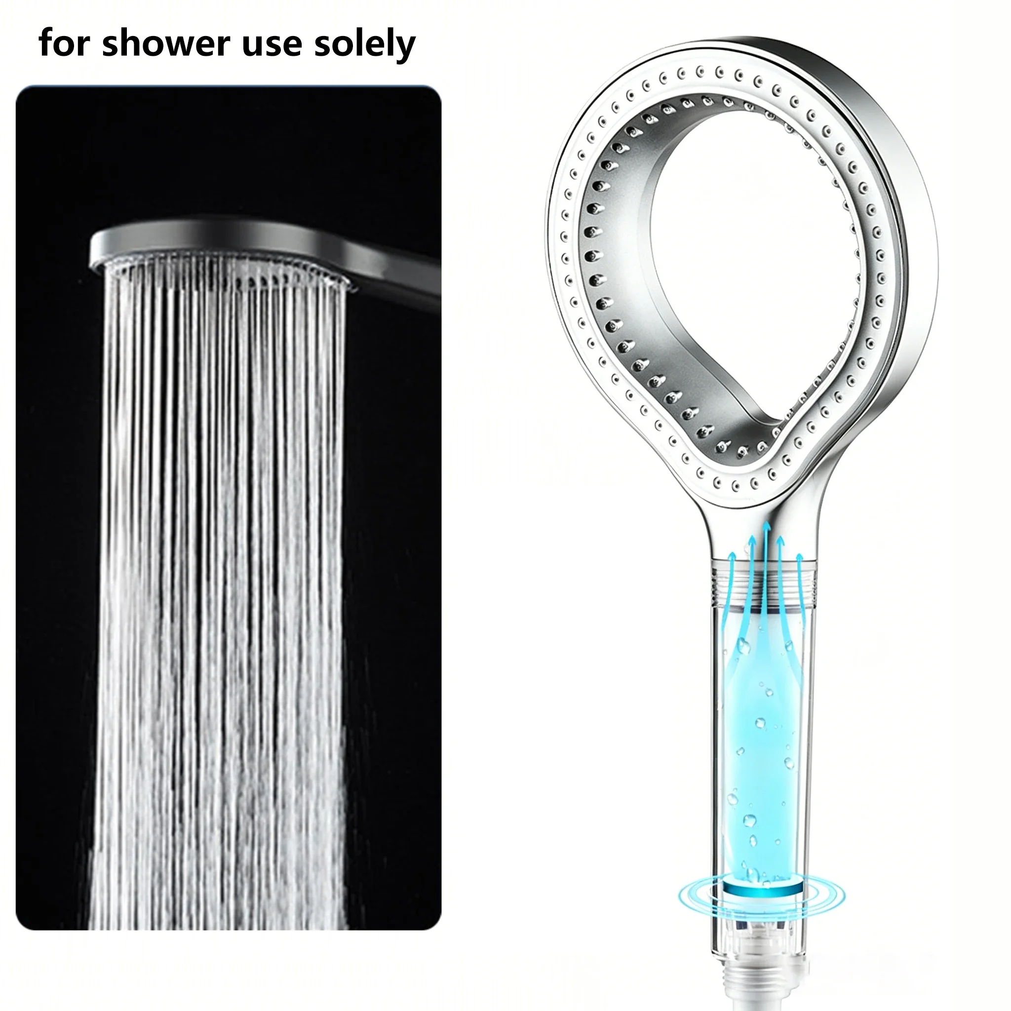 Hollow Showerhead Bathroom Rainfall Shower Head Handheld ShowerHead Booster Ring Design Water Saving Rainfall Showerhead