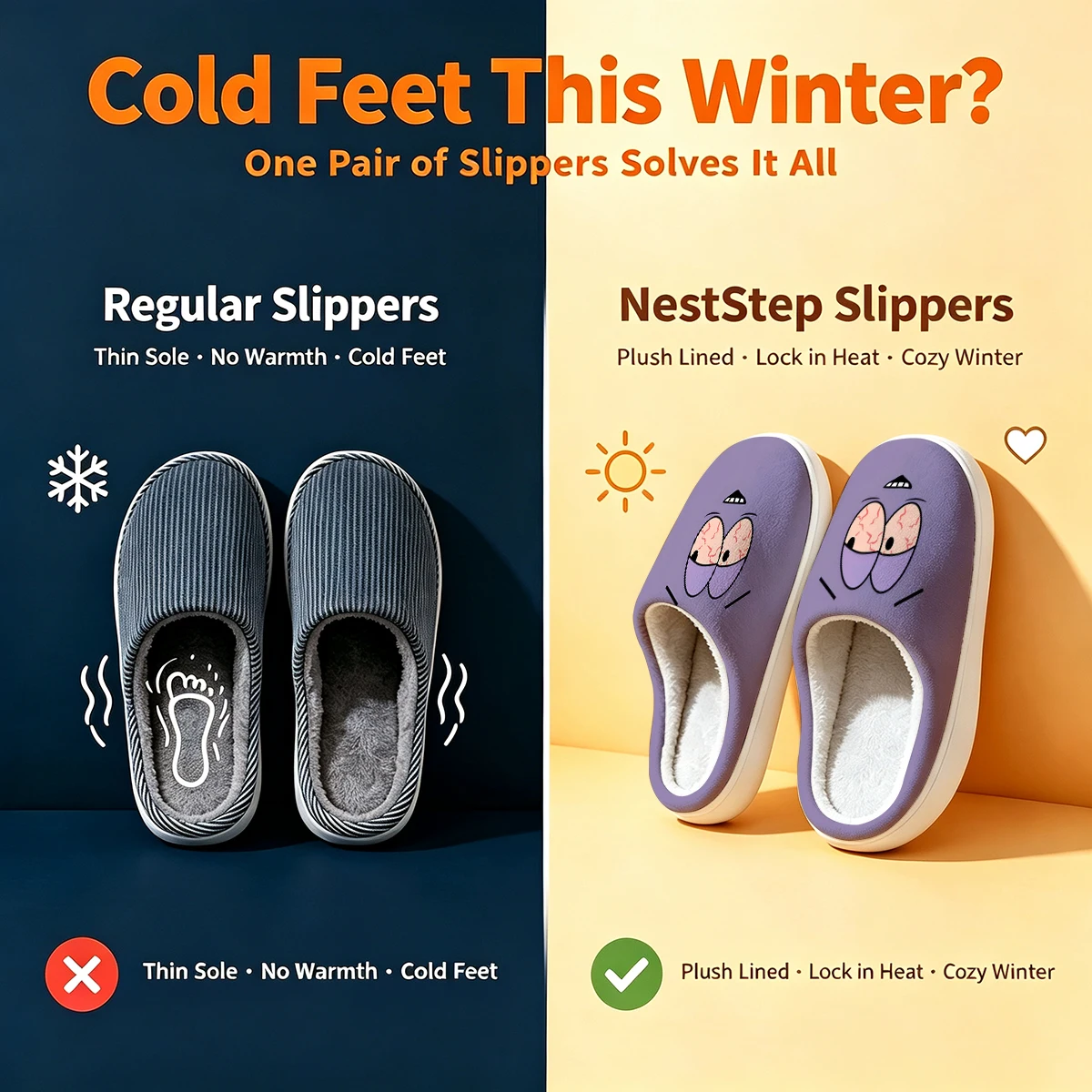 Sleepy Eyes Christmas White Slippers Warm Plush Indoor Shoes Non-Slip Winter Slippers Family Holiday Gifts Soft view 5