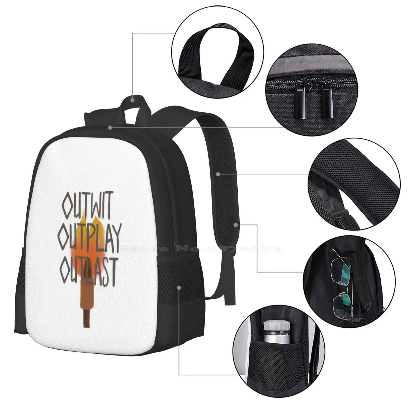 Outwit , Outplay , Outlast ( ) Sac à dos scolaire de grande capacité, sacs pour ordinateur portable bler Probst, Réalité TV, Cbs, Minimalisme