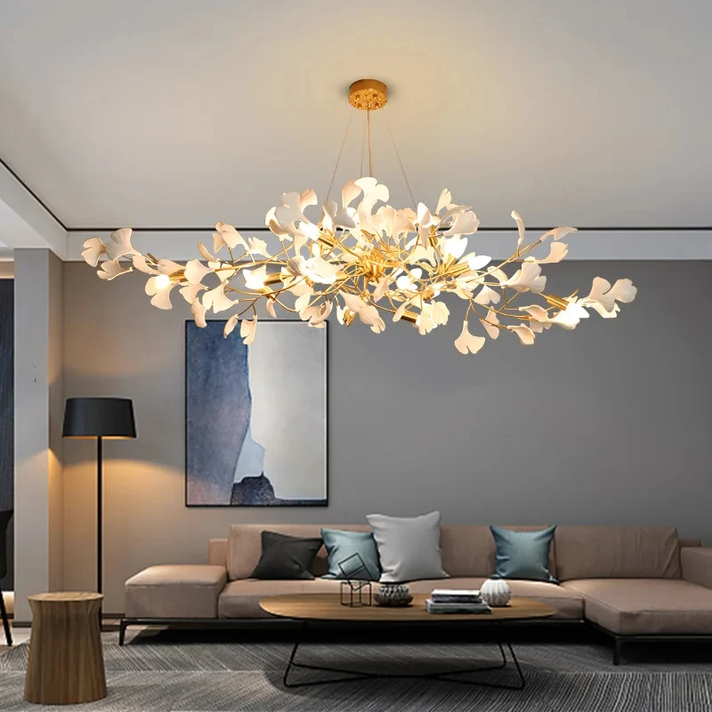 

Living room chandelier Nordic creative gingko leaf light luxury art dining room postmodern simple master bedroom room lighting