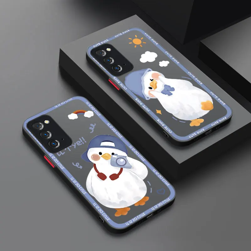 Cute Cartoon Duck Phone Case For Samsung Note 10 Lite 20 M01 M02 M30 M40 M60 S M23 M33 M42 M52 M53 5G M11 M20 M22 M31 M32 M51M62