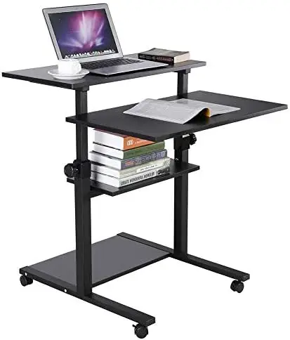 

Mobile Standing Desk, Adjustable Computer Desk Rolling Laptop Desk Cart on Wheels Home Office Computer Workstation, Portable Lap