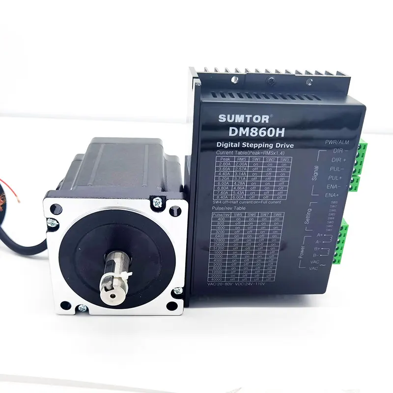 86HS11860A4JEP Big Torque 8.5Nm NEMA 34 Stepper Motor Set With Driver DM860H 24Vdc Sumtor