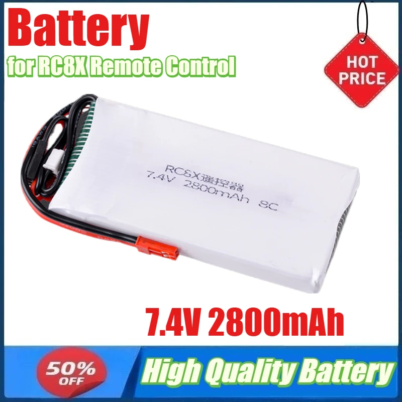 

7.4V 2800mAh Battery for RC8X Remote Control Battery Car Model RC6GS 4GS Gun Control Large Lithium Batteries
